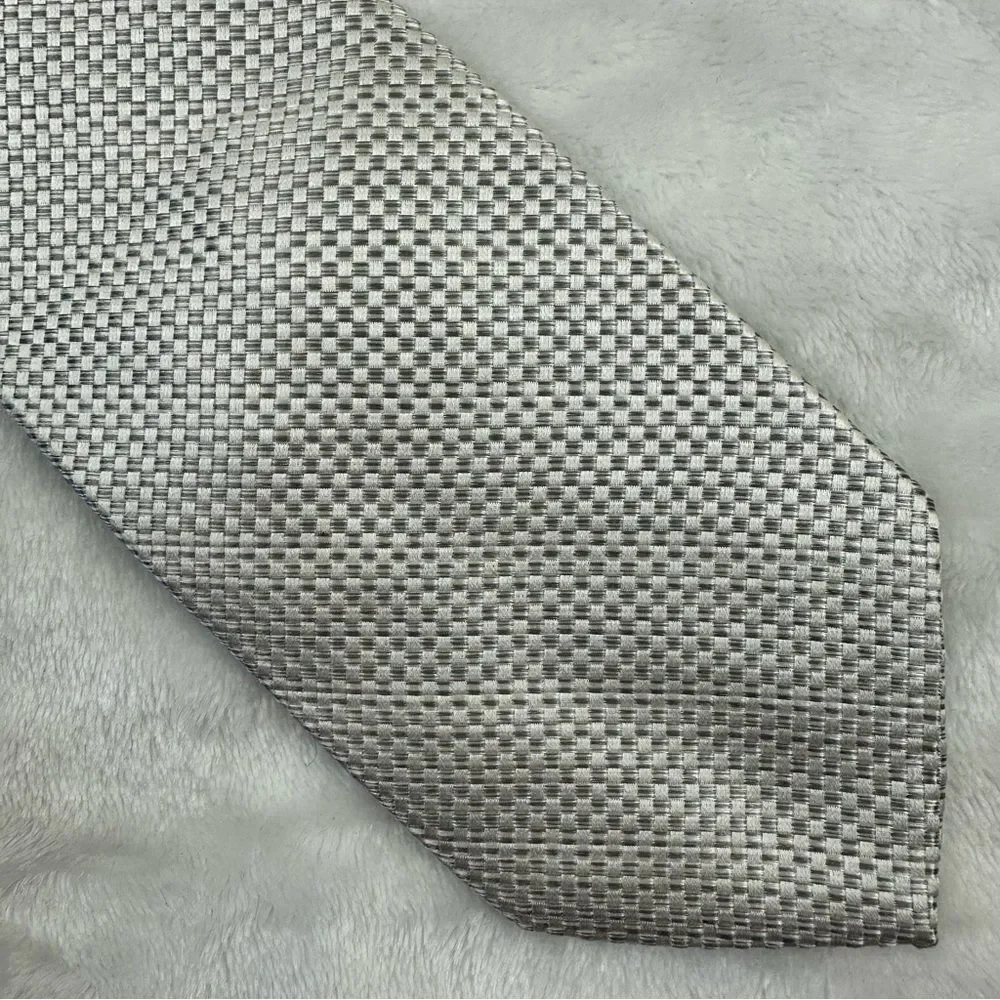 Nicole Miller silver woven silk tie‎